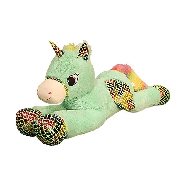 ljtao Animaux farcis de Licorne, Grand Oreiller de la Licorne Verte Peluche Peluche Peluche Animaux Peluche Arc-en-Ciel Cheva