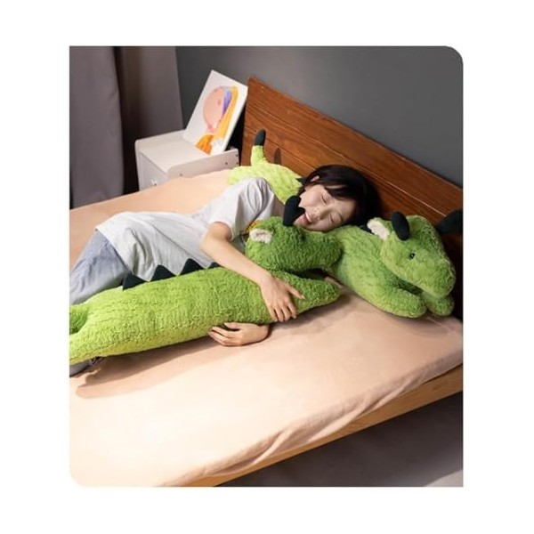 AURAMAX Long oreiller en peluche dragon – Jouet en peluche dinosaure – Coussin en forme de dragon – 119,4 cm – Vacances de Pâ