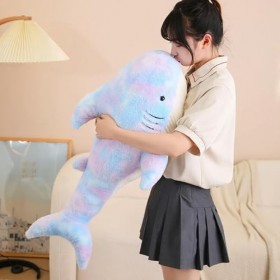 EacTEL Peluche Colorée Requin Fourrure Bande Dessinée Animal Poupée Jouet Peluche Arc-en-Ciel Couleur Peluche Enfants Anniver