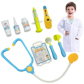 10 PCS Malette Docteur Enfant, Enfants Médecin set Médecin Jouet Médical jeu Set Stéthoscope Seringue Médecin Costume Médecin