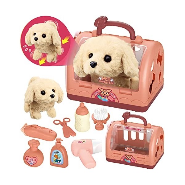 STAY GENT Robot Chien Jouet Enfant Veterinaire Enfant Jouets Kit Toilettage du Chien Interactif 12 PCS Malette Docteur Électr