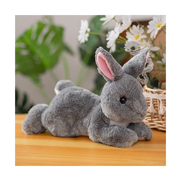 Ermano Animaux empaillés 36cm réaliste Lapin Peluche Jouet réaliste Animal Lapin Mignon poupée Simulation modèle Cadeau dann