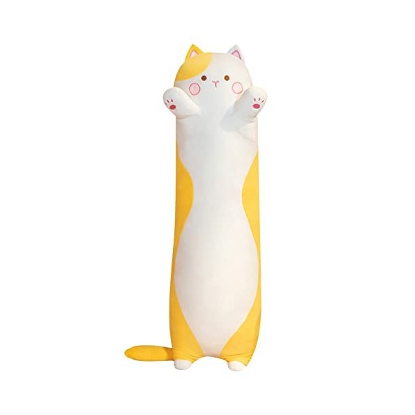 Qtinghua Jouet en peluche en forme de chat long de dessin animé - Cadeau danniversaire pour enfants et petite amie jaune, 1
