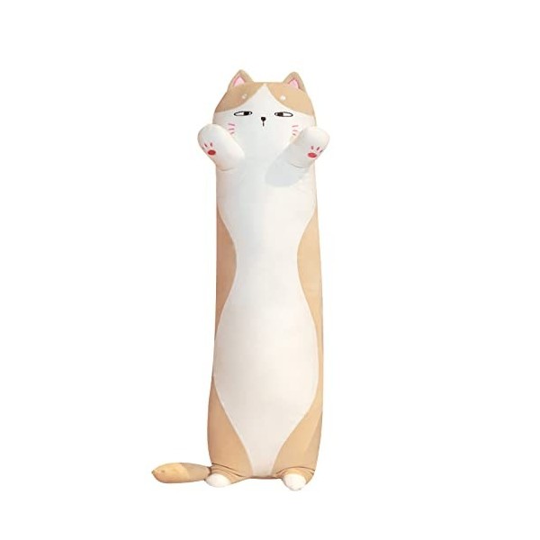 Qtinghua Jouet en peluche en forme de chat long de dessin animé - Cadeau danniversaire pour enfants et petite amie jaune, 1