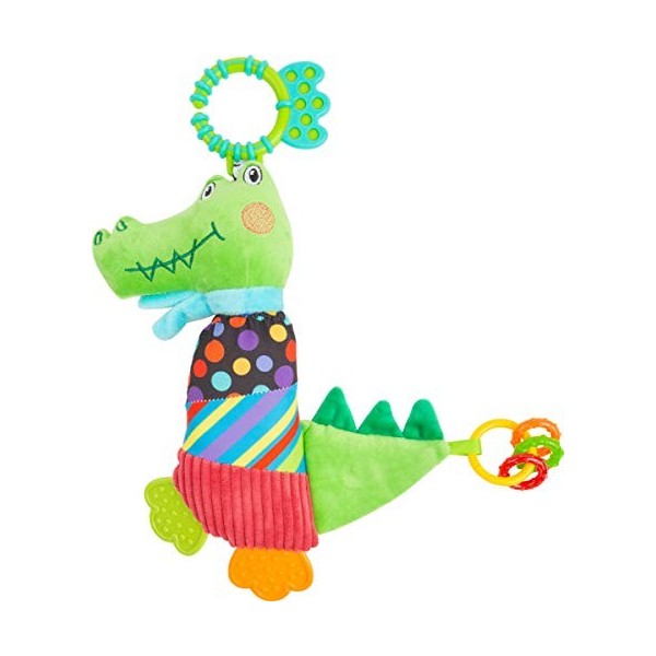 Small Foot 11423 Crocodile en Peluche, hochet, Tout-Petits, Jouet éducatifs, Multicolore