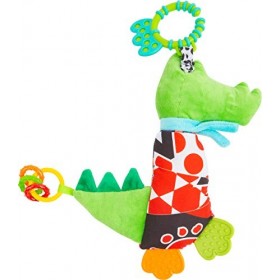 Small Foot 11423 Crocodile en Peluche, hochet, Tout-Petits, Jouet éducatifs, Multicolore