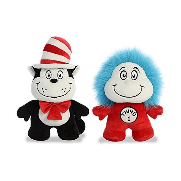 Aurora Plush Bundle of 2, 11" Cat in the Hat and 8.5" Reversible Thing 1 & 2 DOOD Plushies