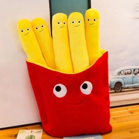 Toys Oreiller en Peluche pour Frites, Sac De Bonbons Rempli De Frites, Oreiller en Peluche Amovible, Peluches Yummy World, Or