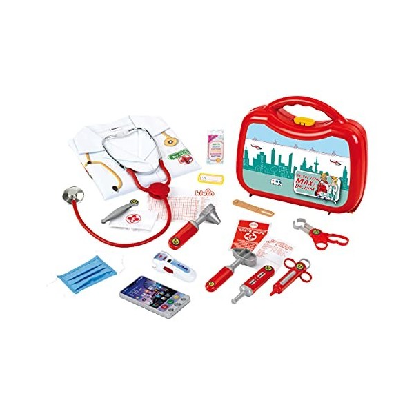 Theo Klein 4340 Doctors Case Deluxe I Incl Doctors Costume , Metal Stethoscope , Smartphone with Sound and Numerous Accesso
