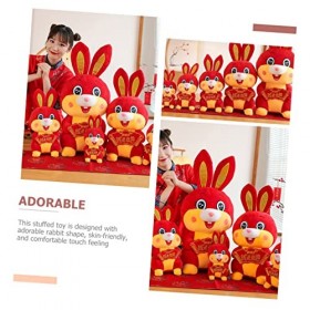 ibasenice 4 Pièces Lapin en Peluche Coeur Poupée Mascotte Chinoise Poupée Lapin en Peluche Mini Poupées Accessoires De Poupée