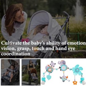 FLAVAS 2 Pcs Jouet de Poussette de bébés en Peluche | Jouets à Suspendre en Spirale en Peluche avec Motif Animal,Jouets dact