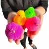 Lot de 6 peluches en forme de poussin de couleur fluo 7,6 cm pour soulager le stress et le stress Idéal pour apaiser le TDA