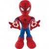 Marvel City Swinging Spider-Man Plush Figure, 11in Soft Super Hero Doll with Web-Swinging Action, Lights & Sounds, Gift for K