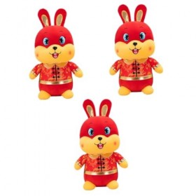 Totority 3 Pièces Lapin en Peluche Jouet Poupées De Lapin du Zodiaque Décors De Festival De Printemps 2023 Année De Lapin Déc