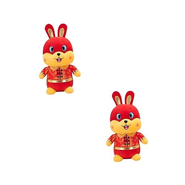 ibasenice 2 Pièces Poupées De Lapin du Zodiaque Lapin en Peluche 2023 Année De Décoration De Lapin Peluche Lapin Zodiaque Chi