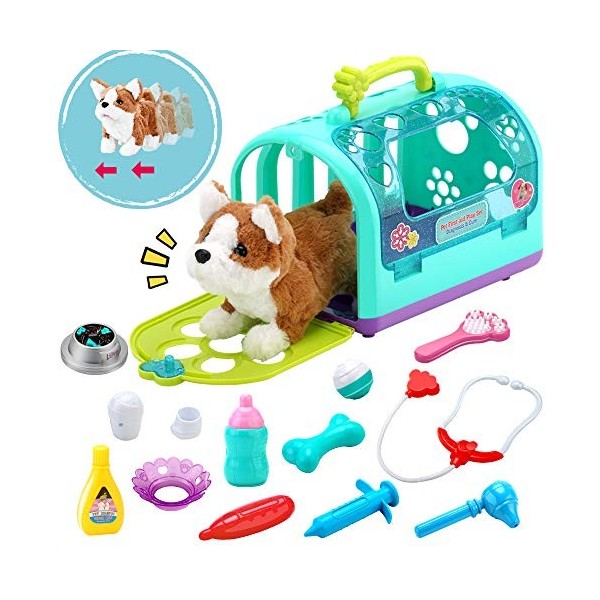 Sotodik 15 Pièces Kit Vétérinaire Malette Veterinaire Jeu Dimitation Role Play pour Clinique Vétérinaire Jouets Docteur Chie