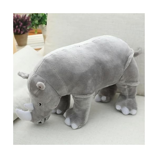 SaruEL Peluche Géante Rhinocéros Jouet Réaliste en Peluche Animal Coussin Zoo Poupée Enfants Jouet Fille Cadeau D’Anniversair