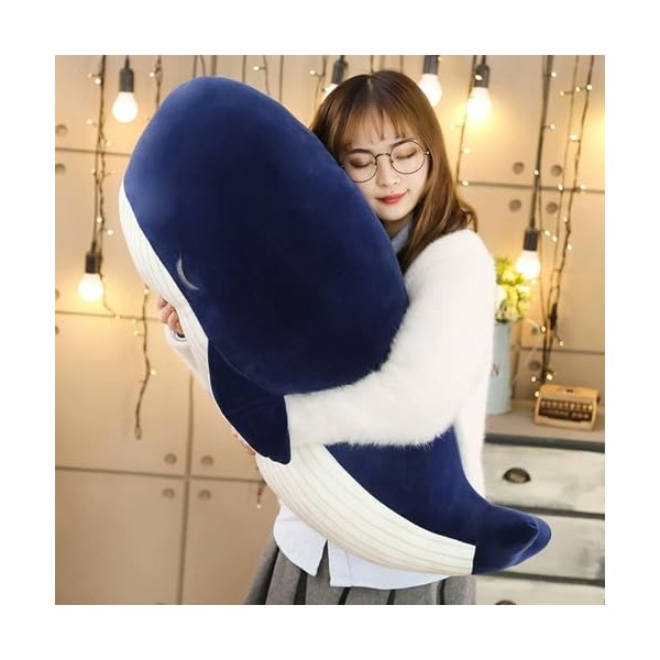 LfrAnk Dessin animé Super Doux Jouet en Peluche Baleine Bleue Peluche Animal Poisson Enfants Cadeau d’Anniversaire 85CM 1