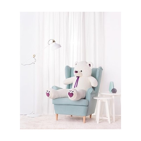 Lifestyle & More Ours géant en Peluche Blanc 130 cm XXL Doux et velouté