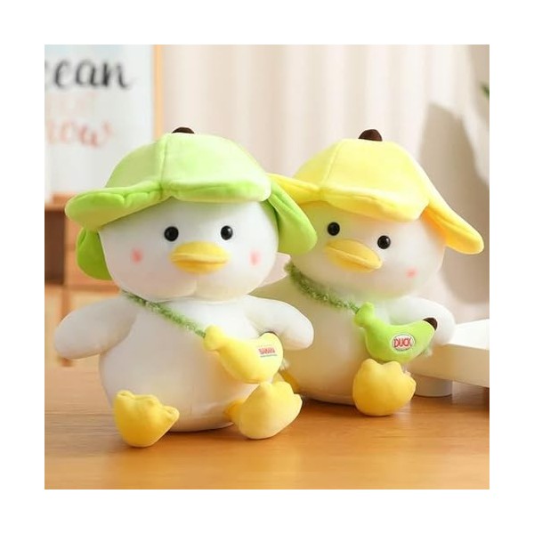 EacTEL Mignon Canard en Peluche avec Chapeau Peluche Banane Canard Animal Peluche Jouet Kawaii Canard Chambre décoration Orei