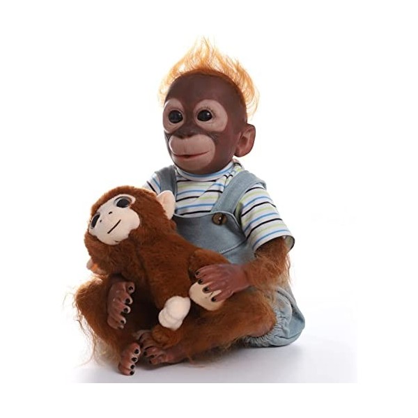 ZIYIUI 21 Pouces 51 cm Bebe Reborn Garçon Singe Vinyle Souple Silicone Réaliste Simulation Nouveau-Né de Singe Nouveau-né Fil