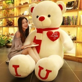 PaMut Ours en Peluche T-Shirt en Peluche Ours Brun Petite Amie Cadeau d’Anniversaire Enfants Cadeau de Noël 100cm 5