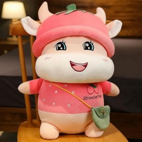 PaMut Mignon Vache Peluche Jouet année du bœuf Kawaii Mascotte Vache Peluche Jouet Nouvel an fête décoration Cadeaux 60cm 2