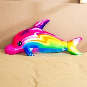 Nouveau Coloré Arc-en-Ciel Dauphin Oreiller en Peluche Jouet Aquarium Parc D’Attractions Dauphin en Peluche Jouet Décoration 