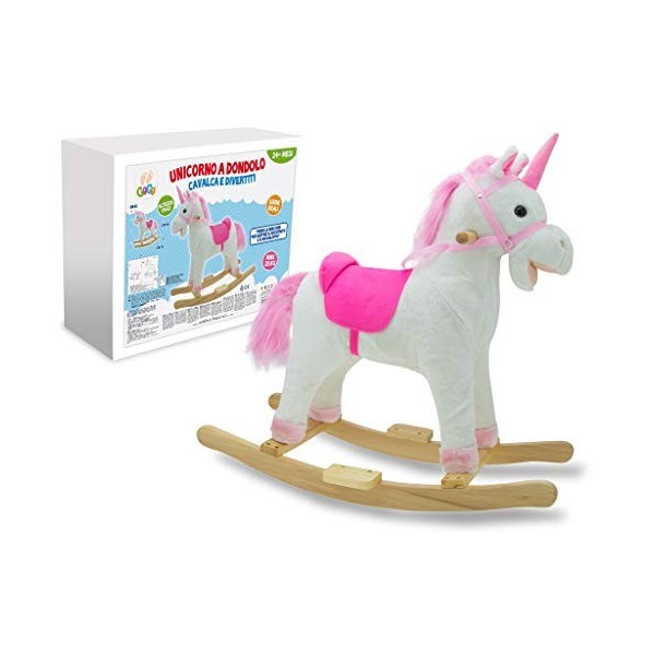 Teorema- Licorne à Bascule en Peluche, Hauteur 62 cm, Selle 43 cm, avec Sons réels, 39324