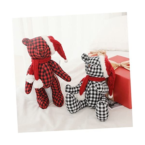 Totority 2 Pcs Plaid Ours Noël Vacances Enfants Cadeau Vacances Animal en Peluche Jouet en Peluche Noël Étagère Décoration Pe