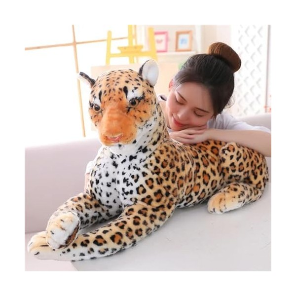 PaMut Jouet en Peluche léopard géant Grande Taille Tigre poupée en Peluche Animal réaliste Oreiller Cadeau de Noël pour Les E