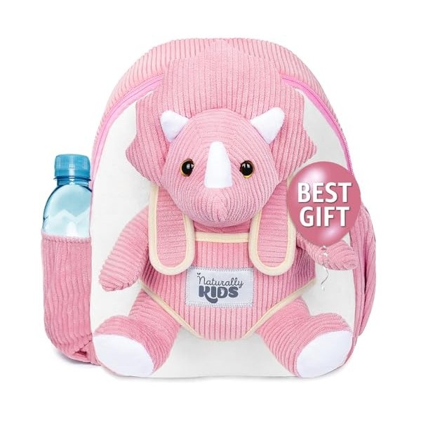 Naturally KIDS Petit Sac à Dos Avec Licorne Rose Peluche pour Enfants 3 4 5 Ans - Cadeau Anniversaire Fille Garcon 2 3 4 5 An