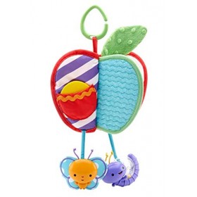 Fisher-Price Ma Pomme dÉveil livre bébé avec peluche texturée, anneau de dentition oiseau, miroir et hochet escargot, dès la