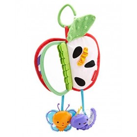 Fisher-Price Ma Pomme dÉveil livre bébé avec peluche texturée, anneau de dentition oiseau, miroir et hochet escargot, dès la