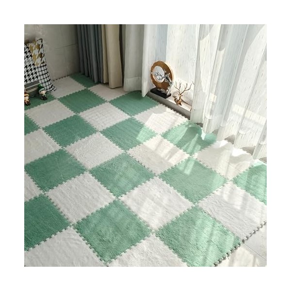 12 Pièces Tapis De Tapis De Sol en Mousse Puzzle en Peluche, Dalles De Tapis De Sol Puzzle, Tapis en Peluche pour Salon, Tapi