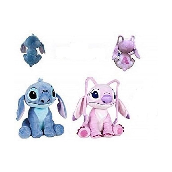 Lilo&Stitch - Pack 2 Peluches Stitch et Angel Stitch Rose 1141/29cm Qualité Super Soft