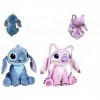 Lilo&Stitch - Pack 2 Peluches Stitch et Angel Stitch Rose 1141/29cm Qualité Super Soft