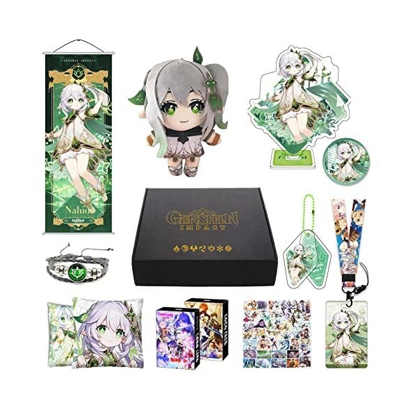 Genshin Impact Box Lynette Set - Poupée en Peluche, Poster, Tapis de souris, Stand Acrylique, Bracelet, Badge, Keychain, Port