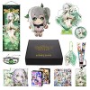 Genshin Impact Box Lynette Set - Poupée en Peluche, Poster, Tapis de souris, Stand Acrylique, Bracelet, Badge, Keychain, Port