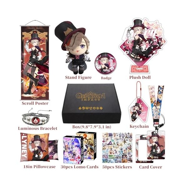 HALOOP Genshin Impact Box Accessoire Set avec 11 Cadeaux, Wanderer Cyno Xiao Tous Les Cadeaux Peluche Poster Acrylique Bracel