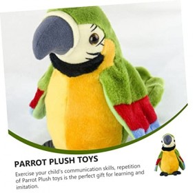 ibasenice 2 Pièces Perroquet Qui Parle Pompons De Porcistas Jouet en Peluche Perroquet Enregistrement Répète Jouet Peluche Él
