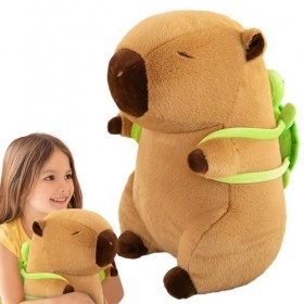 BUNIQ Jouet en Peluche Capybara,Peluche Capybara Portable - Jouet Capybara résistant à lusure avec Sac à Dos Tortue pour Acc