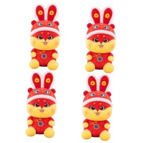 ABOOFAN 4 Pièces Lapin Figurines du Zodiaque Chinois Poupée De Lapin Jouets en Peluche Lapin Décoration De Voiture Lapin en P