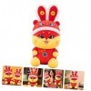 ABOOFAN 4 Pièces Lapin Figurines du Zodiaque Chinois Poupée De Lapin Jouets en Peluche Lapin Décoration De Voiture Lapin en P