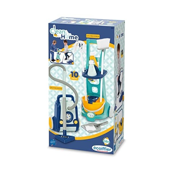 Jouets Ecoiffier - 2770 - Chariot Ménage avec Aspirateur - Dès 18 Mois - Origine France Garantie