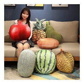 SKUZA Peluches, 40-55cm Simulation Fruits Jouet en Peluche Kawaii Mangue Fraise Ananas Durian Kiwi Cantaloup Coussin en Peluc