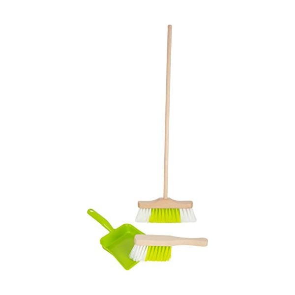 Small Foot 11767 Set de Nettoyage avec Balai, Vert en Bois et Plastique, Jouet ménager Robuste, à partir de 3 Ans Toys