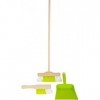 Small Foot 11767 Set de Nettoyage avec Balai, Vert en Bois et Plastique, Jouet ménager Robuste, à partir de 3 Ans Toys