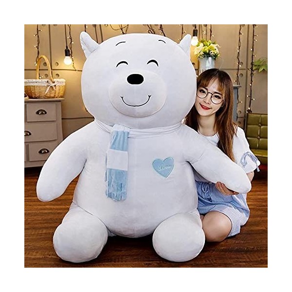 LEIhhdy 60cm-90cm Grande Taille Kawaii Ours Polaire en Peluche Jouet Doux Dessin Animé Animal Ours en Peluche Poupée en Peluc