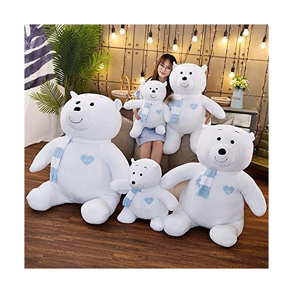 LEIhhdy 60cm-90cm Grande Taille Kawaii Ours Polaire en Peluche Jouet Doux Dessin Animé Animal Ours en Peluche Poupée en Peluc